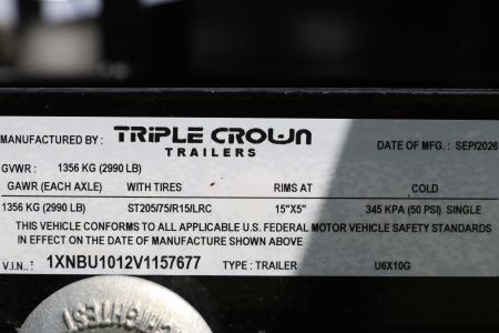 New 2027 6X10 Triple Crown Utility Trailer