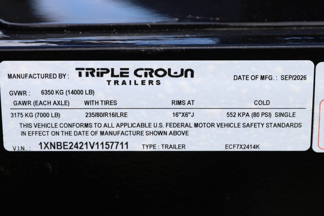 New 2027 7X24 Triple Crown Equipment Trailer