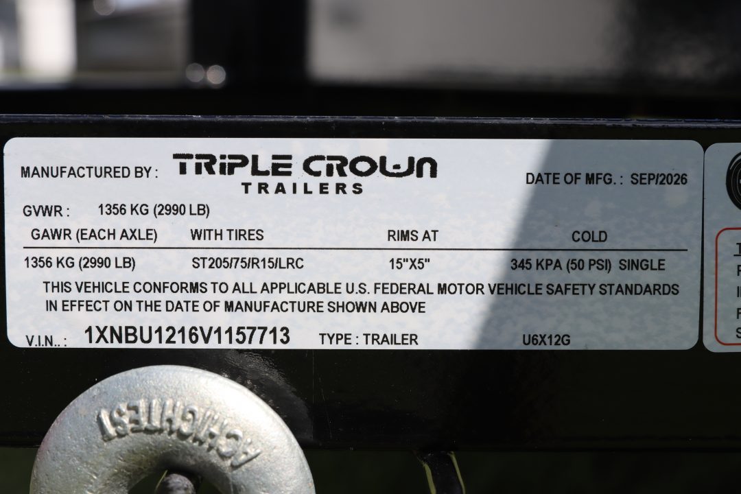 New 2027 6X12 Triple Crown Utility Trailer