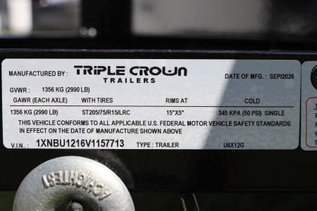 New 2027 6X12 Triple Crown Utility Trailer