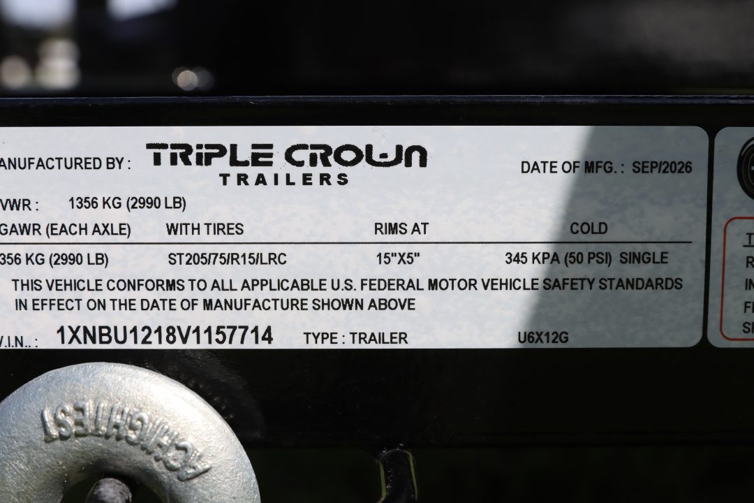 New 2027 6X12 Triple Crown Utility Trailer