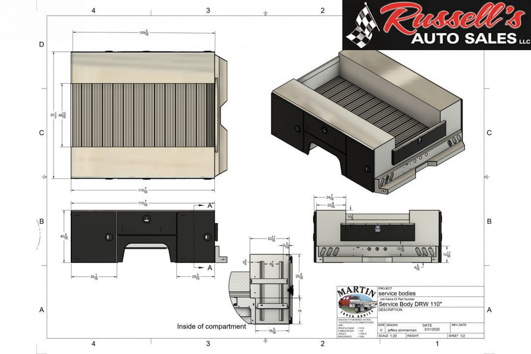 New 2027 Martin Truck Bodies Aluminum SSB Service Body DRW 60" CA Cab and Chassis Service Bodies