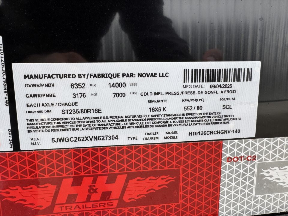 New 2027 H&H Trailers H10126CRCHGNV-14 Cargo / Enclosed Trailer