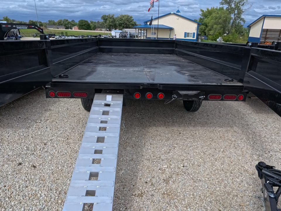New 2027 Iron Bull 96 x 14 DDP Dump Trailer - Deckover with 2) 7K Straight Axles, Electric Brakes, TH-520 Scissor Hoist, Ramps and More!