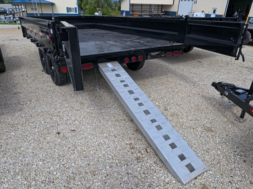 New 2027 Iron Bull 96 x 14 DDP Dump Trailer - Deckover with 2) 7K Straight Axles, Electric Brakes, TH-520 Scissor Hoist, Ramps and More!