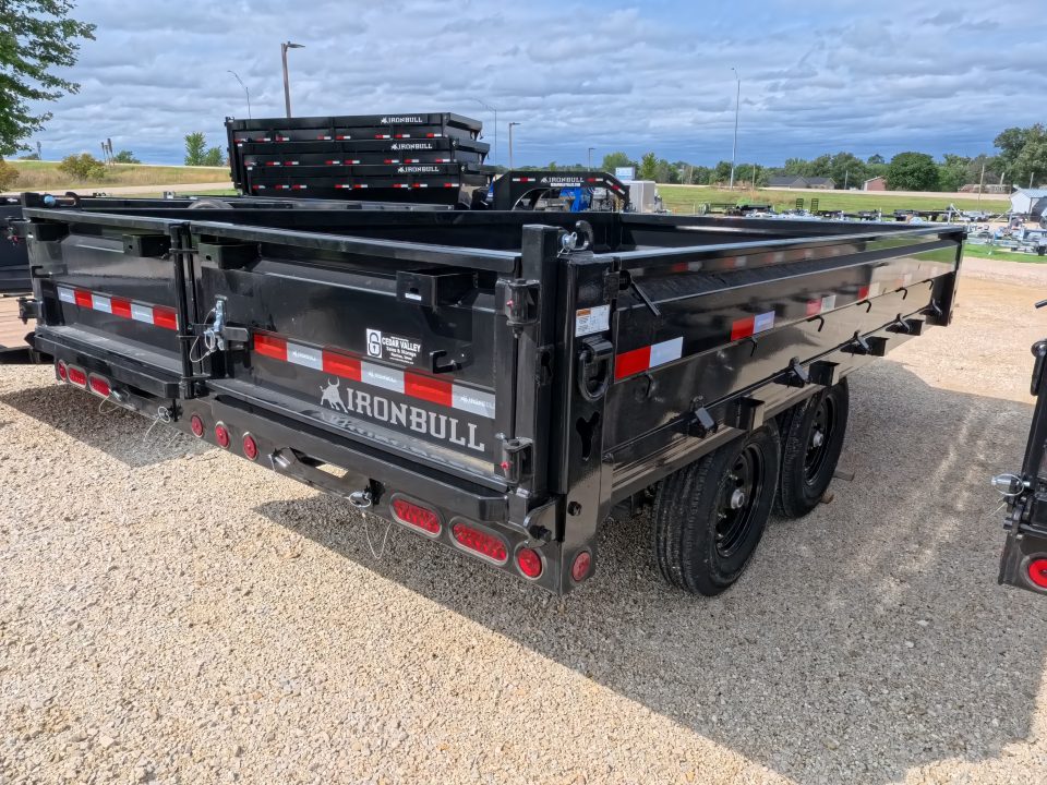 New 2027 Iron Bull 96 x 14 DDP Dump Trailer - Deckover with 2) 7K Straight Axles, Electric Brakes, TH-520 Scissor Hoist, Ramps and More!
