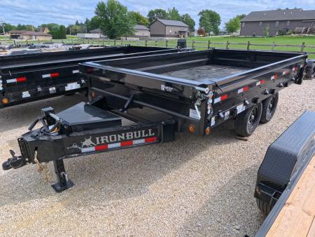 New 2027 Iron Bull 96 x 14 DDP Dump Trailer - Deckover with 2) 7K Straight Axles, Electric Brakes, TH-520 Scissor Hoist, Ramps and More!