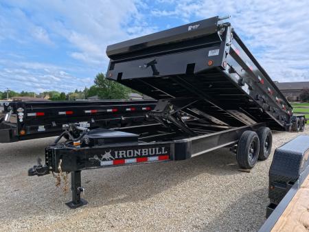 New 2027 Iron Bull 96 x 14 DDP Dump Trailer - Deckover with 2) 7K Straight Axles, Electric Brakes, TH-520 Scissor Hoist, Ramps and More!