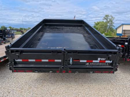 New 2027 Iron Bull 96 x 14 DDP Dump Trailer - Deckover with 2) 7K Straight Axles, Electric Brakes, TH-520 Scissor Hoist, Ramps and More!