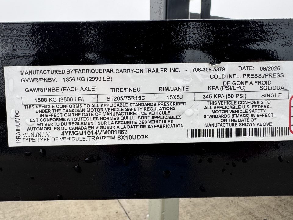 New 2027 Commander Trailers 6x10UD3K Utility Trailer