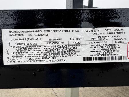 New 2027 Commander Trailers 6x10UD3K Utility Trailer
