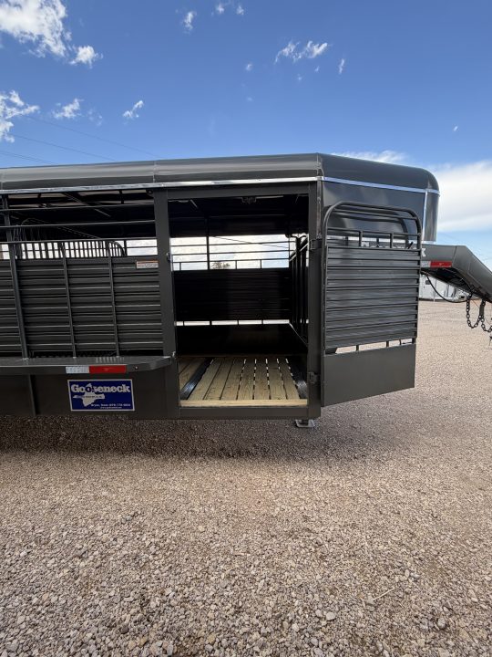 New 2027 Gooseneck Trailer MFG STEEL STOCK 24' WITH METAL TOP Stock / Stock Combo Trailer