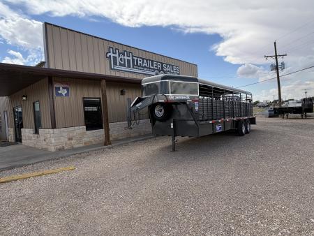 New 2027 Gooseneck Trailer MFG STEEL STOCK 24' WITH METAL TOP Stock / Stock Combo Trailer