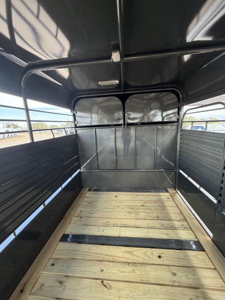New 2027 Gooseneck Trailer MFG STEEL STOCK 24' WITH METAL TOP Stock / Stock Combo Trailer