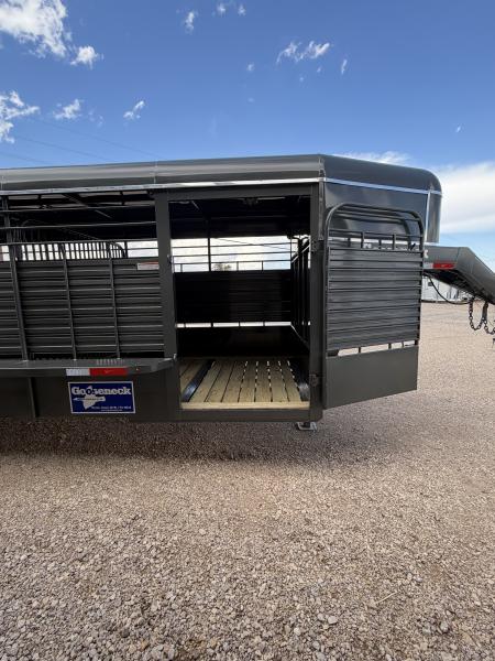 New 2027 Gooseneck Trailer MFG STEEL STOCK 24' WITH METAL TOP Stock / Stock Combo Trailer