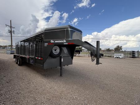 New 2027 Gooseneck Trailer MFG STEEL STOCK 24' WITH METAL TOP Stock / Stock Combo Trailer