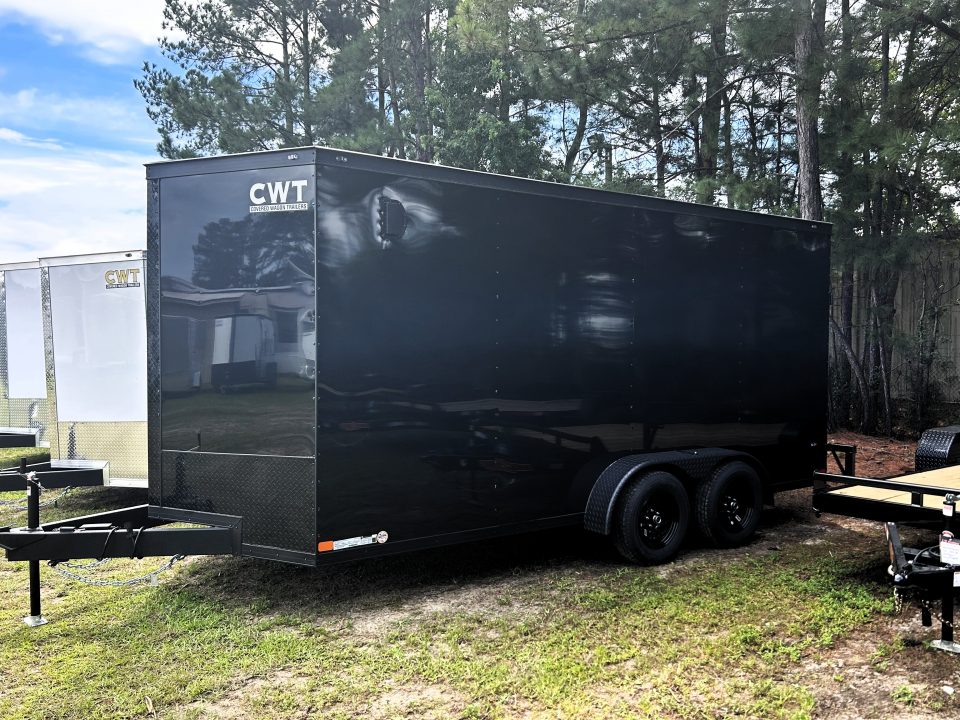 New 2027 Covered Wagon 7x16 Cargo / Enclosed Trailer, 84" Int Ht, .080 Polycore, 4-D-Rings !!