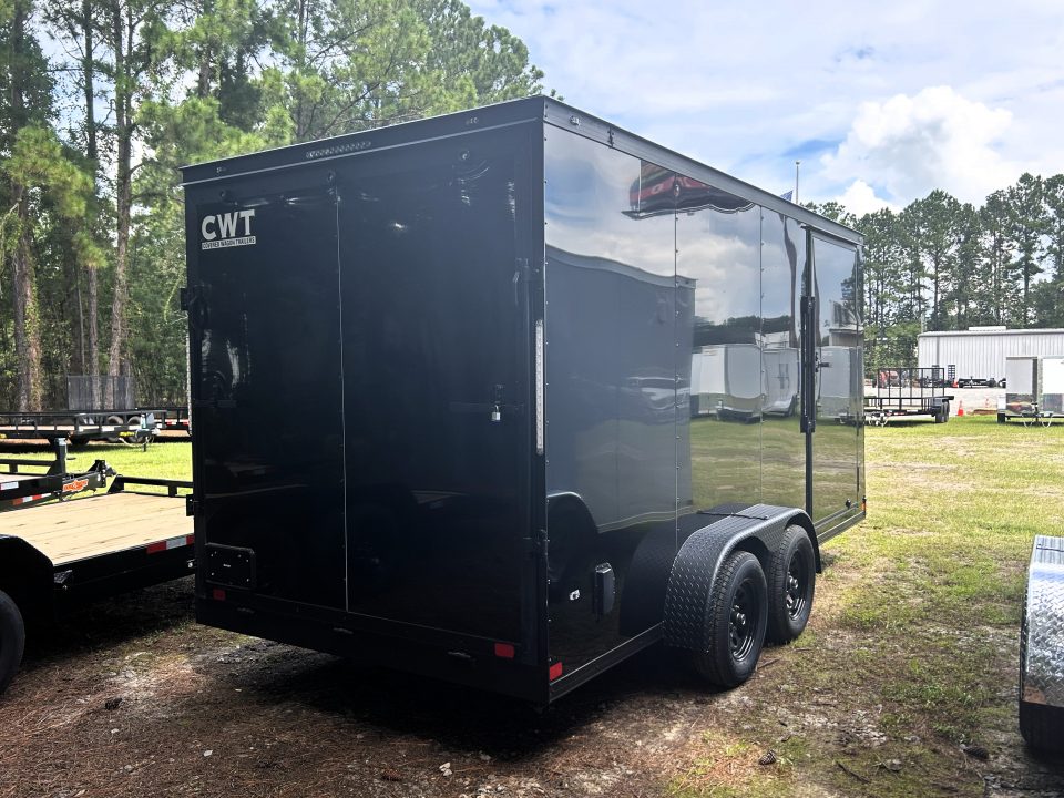 New 2027 Covered Wagon 7x16 Cargo / Enclosed Trailer, 84" Int Ht, .080 Polycore, 4-D-Rings !!