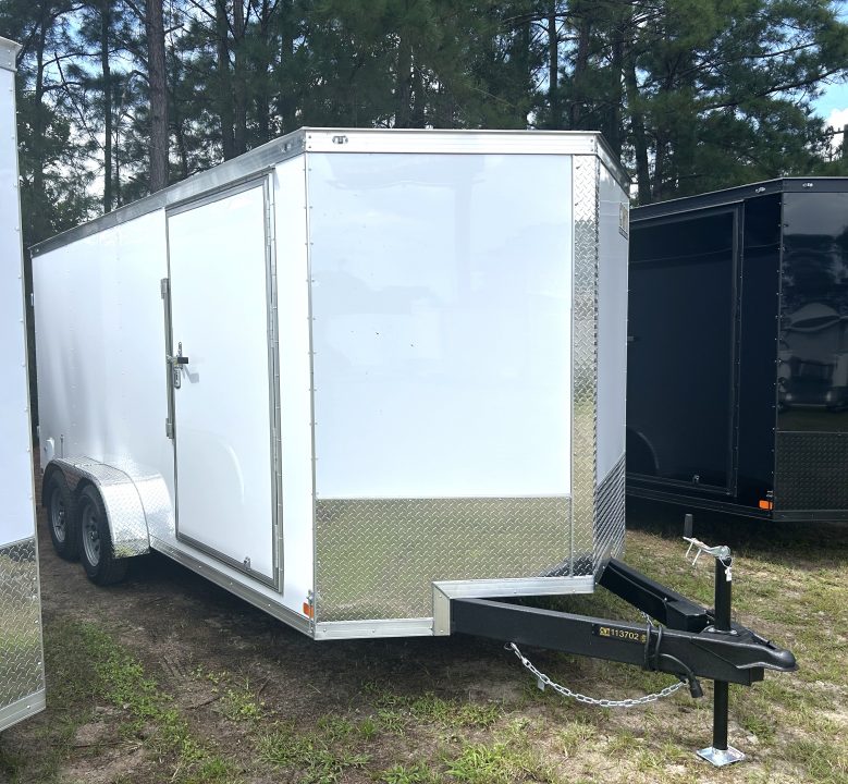 New 2027 2027 Covered Wagon 7x16 Cargo / Enclosed Trailer, 78" Int Ht, .080 Polycore, 4-D-Rings , Rear Double Doors !!!