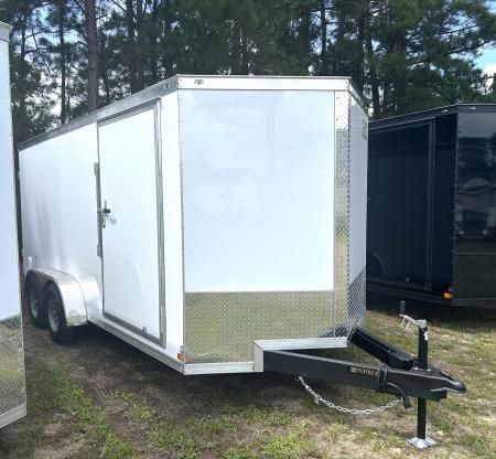 New 2027 2027 Covered Wagon 7x16 Cargo / Enclosed Trailer, 78  Int Ht, .080 Polycore, 4-D-Rings , Rear Double Doors !!!