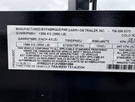 New 2027 Commander Trailers 7x14UD3K Utility Trailer