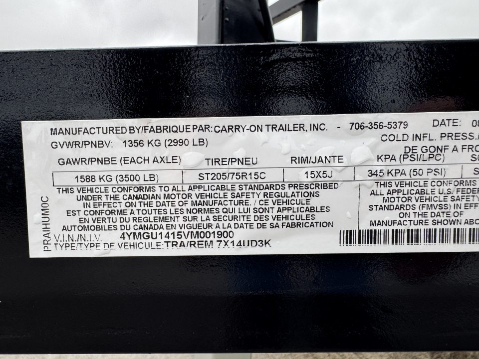 New 2027 Commander Trailers 7x14UD3K Utility Trailer