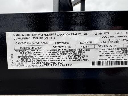 New 2027 Commander Trailers 7x14UD3K Utility Trailer