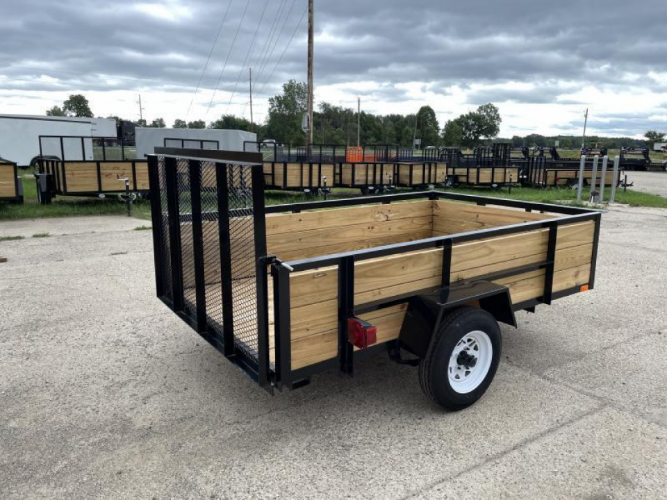 New 2026 AMO 5x8 Light Duty Wood Side 2K Utility Trailer
