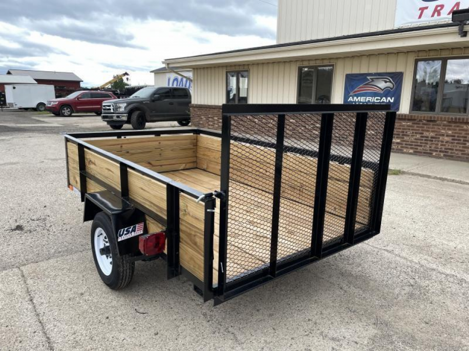 New 2026 AMO 5x8 Light Duty Wood Side 2K Utility Trailer