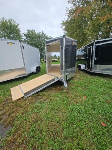 New 7x29 Stealth Trailers 4 place Snowmobile Trailer Aluminum PREMIUM