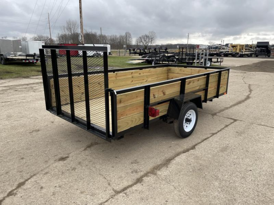 New 2026 AMO 5X10 Light Duty 2k Wood Side Utility Trailer