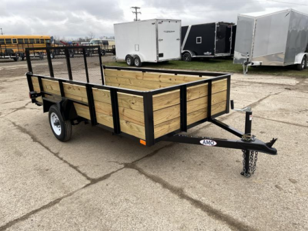 New 2026 AMO 5X10 Light Duty 2k Wood Side Utility Trailer