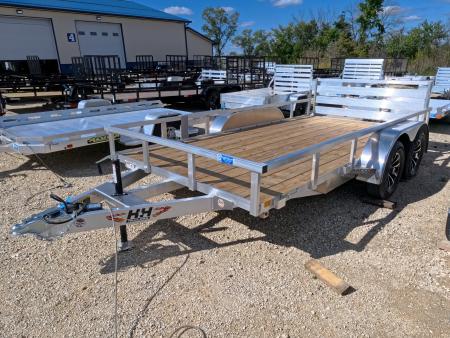 New 2027 H&H Trailers 82 x 14 Aluminum Rail Side with 7K Tandem Axles and Spare Tire Mount Utility Trailer