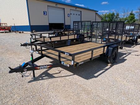 New 2027 H&H Trailers 76 x 12 Rail Side with 3K Idler Utility Trailer -Black