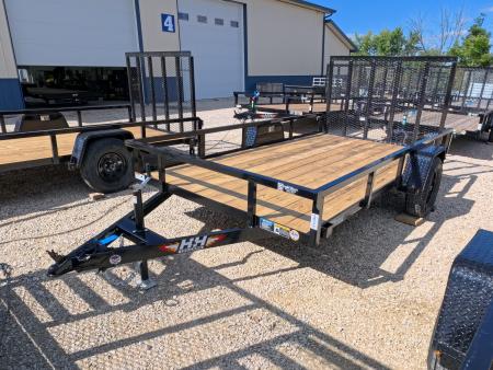 New 2027 H&H Trailers 76 x 12 Rail Side with 3K Idler Utility Trailer -Black