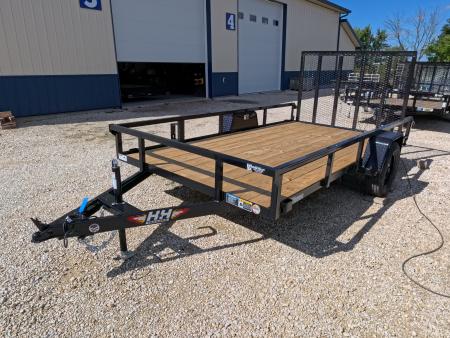 New 2027 H&H Trailers 76 x 12 Rail Side with 3K Idler Utility Trailer -Black
