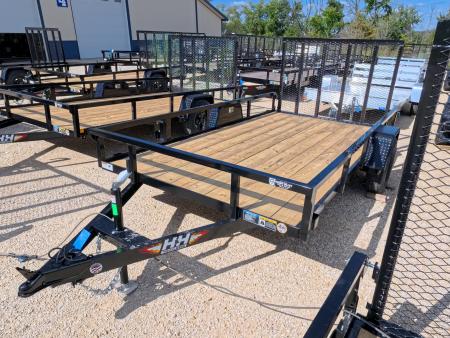 New 2027 H&H Trailers 76 x 12 Rail Side with 3K Idler Utility Trailer -Black