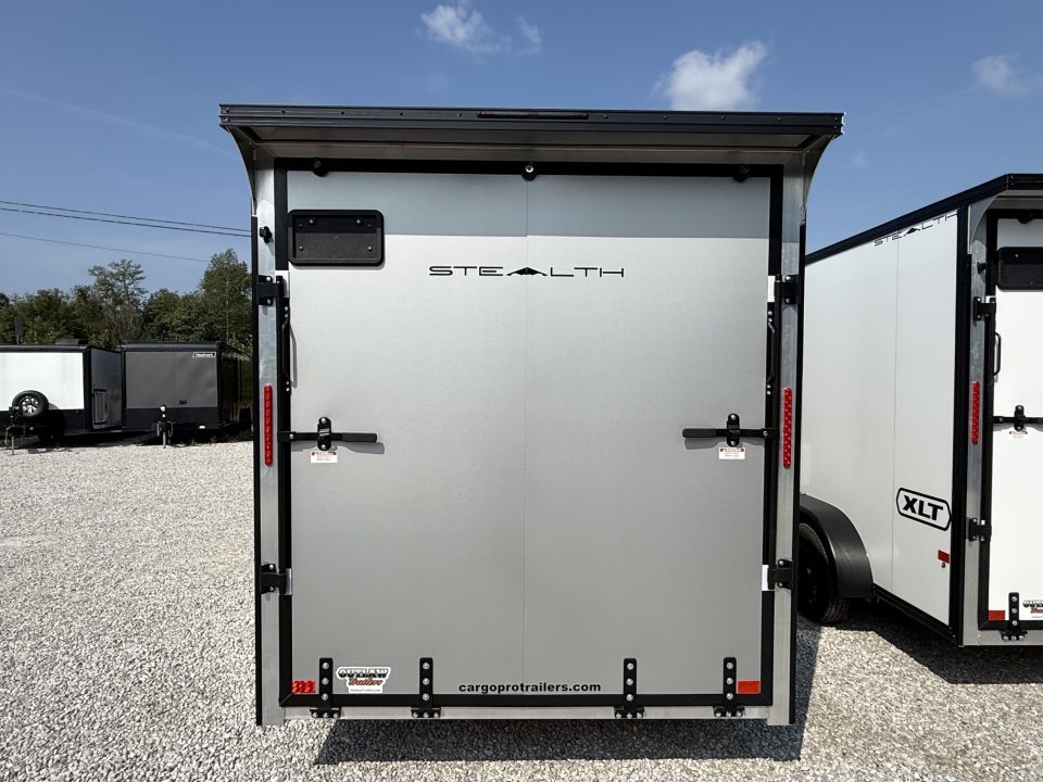 New Stealth Aluminum Enclosed 7x16 XLT Pro Series 7K- Windstar Silver W/ Black Trim & Wing