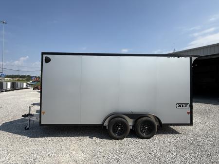 New Stealth Aluminum Enclosed 7x16 XLT Pro Series 7K- Windstar Silver W/ Black Trim & Wing