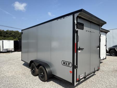 New Stealth Aluminum Enclosed 7x16 XLT Pro Series 7K- Windstar Silver W/ Black Trim & Wing