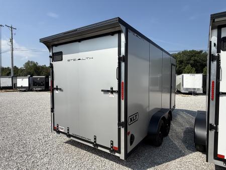 New Stealth Aluminum Enclosed 7x16 XLT Pro Series 7K- Windstar Silver W/ Black Trim & Wing