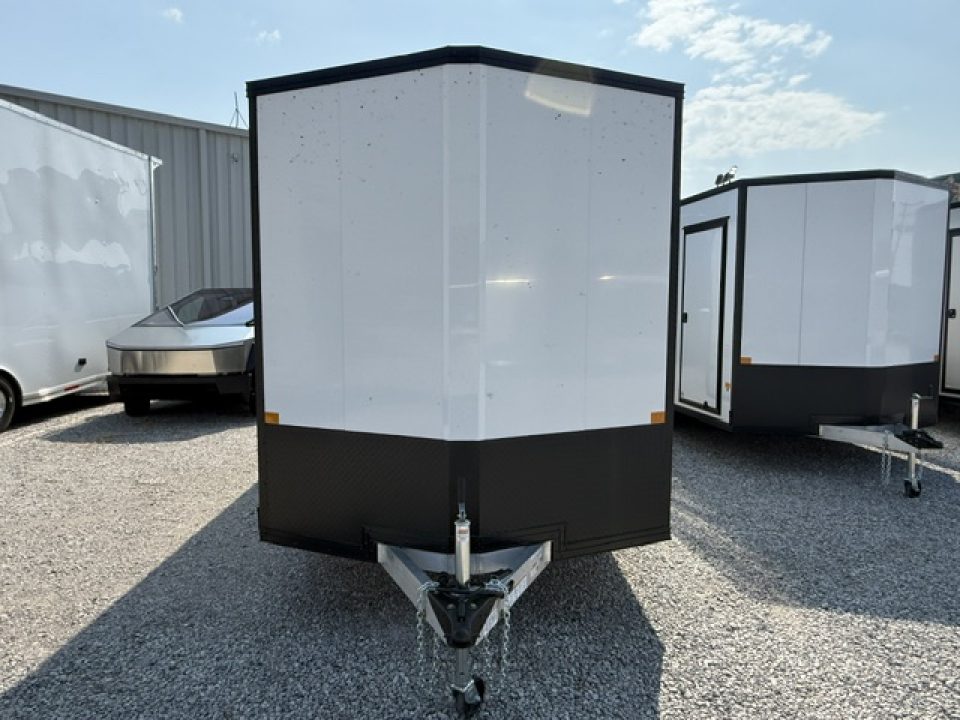 New Stealth Aluminum Enclosed 7x16 XLT Pro Series 7K- Crystal White W/ Black Trim & Wing