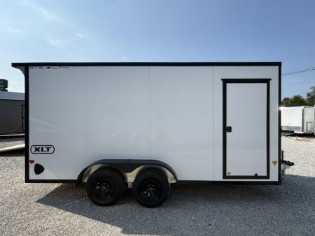 New Stealth Aluminum Enclosed 7x16 XLT Pro Series 7K- Crystal White W/ Black Trim & Wing