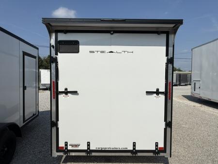 New Stealth Aluminum Enclosed 7x16 XLT Pro Series 7K- Crystal White W/ Black Trim & Wing