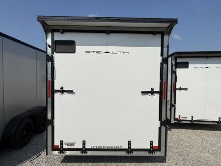 New Stealth Aluminum Enclosed 7x14 XLT Pro Series 7K- Crystal White W/ Black Trim & Wing