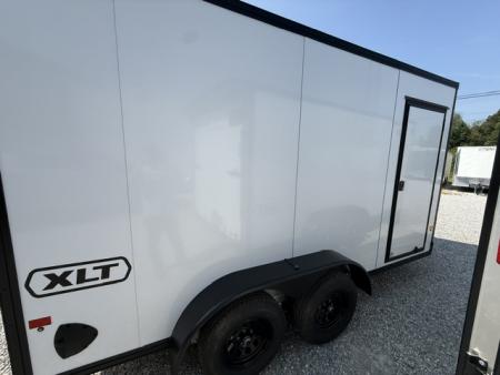 New Stealth Aluminum Enclosed 7x14 XLT Pro Series 7K- Crystal White W/ Black Trim & Wing