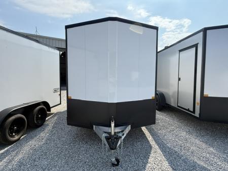 New Stealth Aluminum Enclosed 7x14 XLT Pro Series 7K- Crystal White W/ Black Trim & Wing