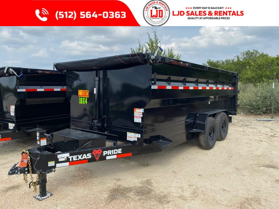 New 2027 Texas Pride - 16'x4' - Tarp - 16K GVWR - 3/16" Floor - Ramps - Dump Trailer