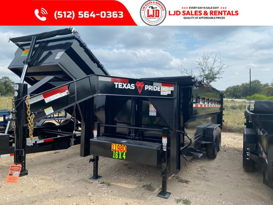 New 2027 Texas Pride - 16'x4' - Tarp - 16K GVWR - 3/16" Floor - Ramps - Dump Trailer