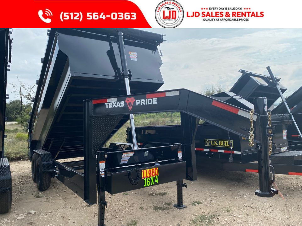 New 2027 Texas Pride - 16'x4' - Tarp - 16K GVWR - 3/16" Floor - Ramps - Dump Trailer